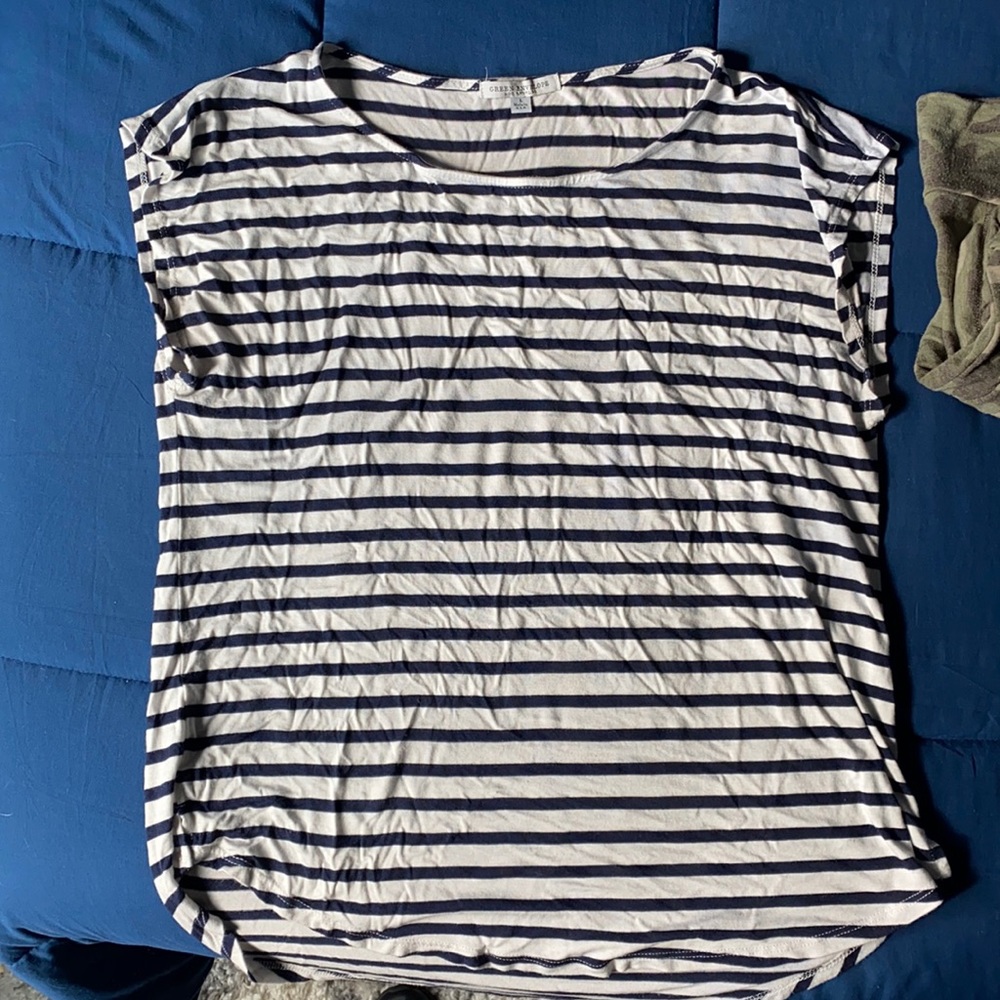 Blue and white striped t shirt (cut off sleeves)
